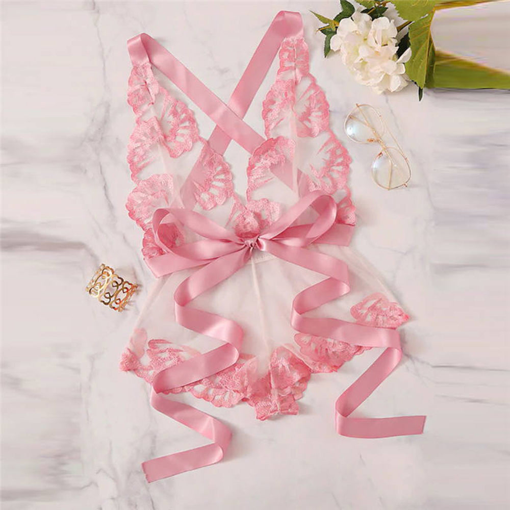 Butterfly Ribbon bow Print Satin Pink Bras Underwear Sleepwear Lingeri –  secretplaceps91